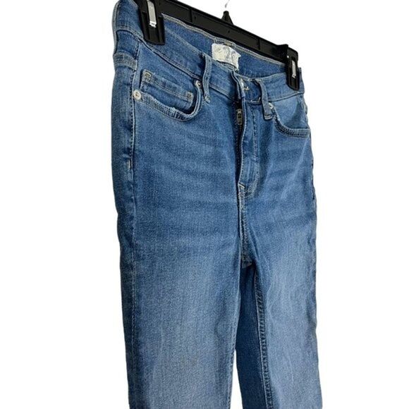 We The Free People Womens Skinny Mid Rise Distressed Destroyed Blue Jeans sz 26 - Picture 5 of 16